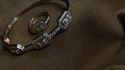 Casual Quartz Watch with Diamond Bracelet Set