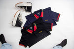 mens casual sports color stitching polo