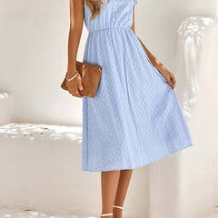 Light blue dress with ruffle sleeves for elegant casual wear, part of the Dresses collection.