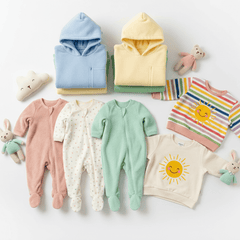 Kids & Baby collection featuring cozy rompers, playful sweatshirts, and adorable plush toys for little ones.