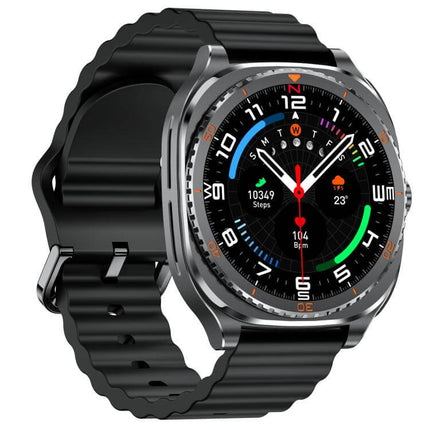 1.53-inch Display 2-in-1 Smart Sports Watch with multifunctional display and sleek black band.