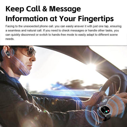 1.53-inch Display 2-in-1 Smart Sports Watch showcasing call and message features while driving.