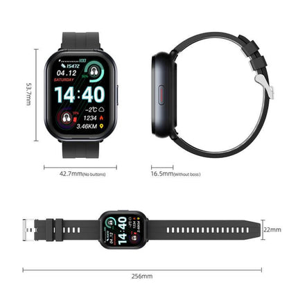 2.01 inch TFT Screen Smart Bluetooth Watch displaying time and fitness metrics from multiple angles.