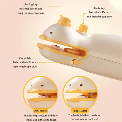 2 in 1 Mini Bag Sealer with Cutter USB C USB C charging port