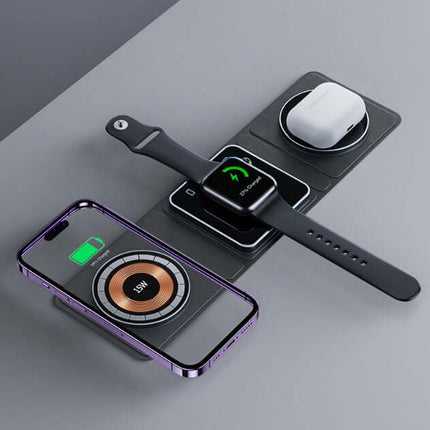 3 in 1 Magnetic Folding Wireless Charger for iPhone & Watch 15W.