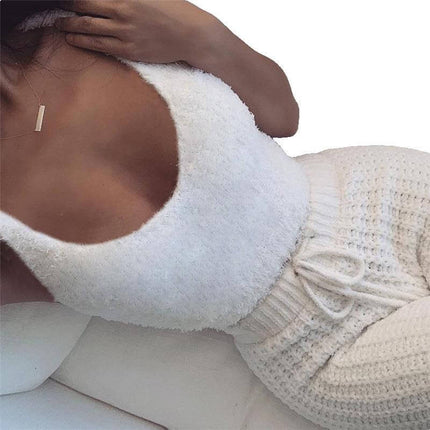 3pcs Womens Clothing Long Sleeve Crop Pajama Set M size 70 waistline.