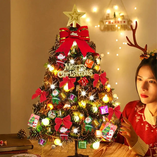 50cm Desktop Christmas Tree with Lights and Ornaments mini artificial tree for home and office