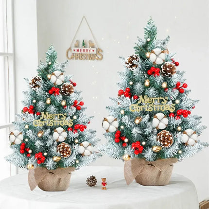 50cm Desktop Christmas Tree with Lights and Ornaments pre-lit Christmas desk tree decor