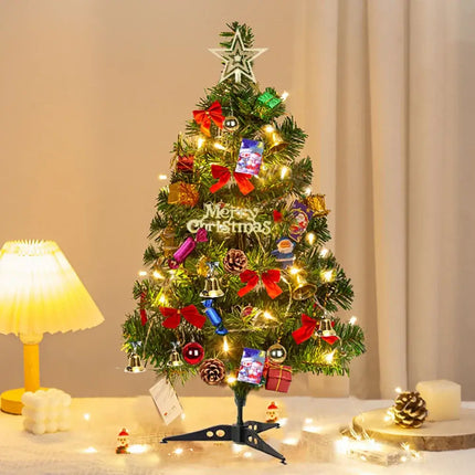 50cm Desktop Christmas Tree with Lights and Ornaments compact holiday decoration for small spaces