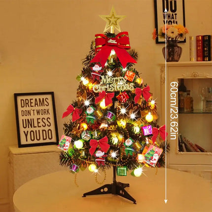 50cm Desktop Christmas Tree with Lights and Ornaments artificial PVC Christmas tree with lights