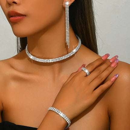 5pcs Luxurious Rhinestone Jewelry Set for Women choker necklace detail