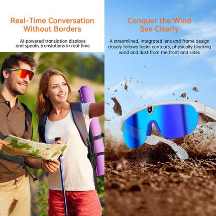8MP Outdoor Cycling Smart AI Sports Glasses Cyan Glasses mobile application dashboard sync