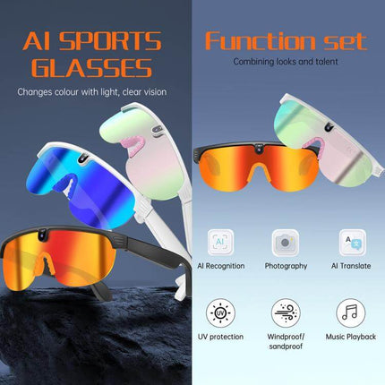 8MP Outdoor Cycling Smart AI Sports Glasses high frequency AAC speaker mesh close up