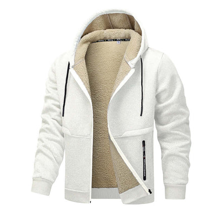 Casual Hoodies For Men Heavyweight Fleece Sweatshirt Zipper Jacket dream blue color option.