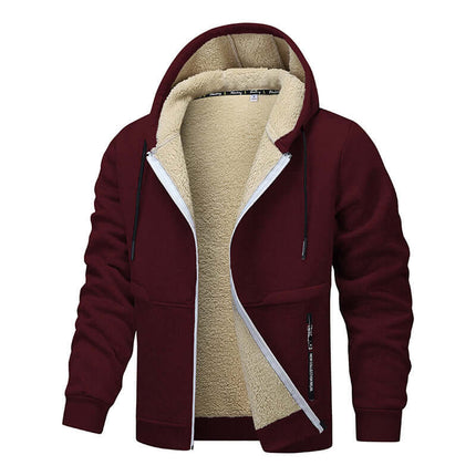 Casual Hoodies For Men Heavyweight Fleece Sweatshirt Zipper Jacket polyester fiber fabric.