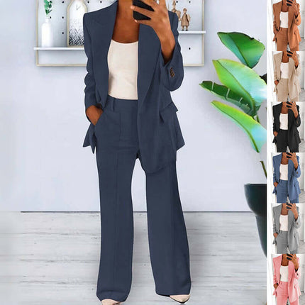 Casual Lapel Blazer and Pocket Trousers Suit Set Casual Style