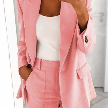 Casual Lapel Blazer and Pocket Trousers Suit Set Blazer Design