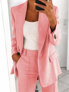 Casual Lapel Blazer and Pocket Trousers Suit Set Blazer Design