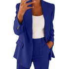 Casual Lapel Blazer and Pocket Trousers Suit Set Contemporary Outfit
