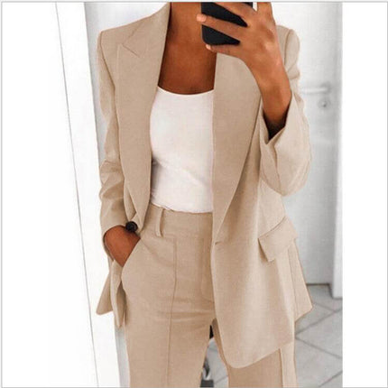 Casual Lapel Blazer and Pocket Trousers Suit Set Two Piece Outfit