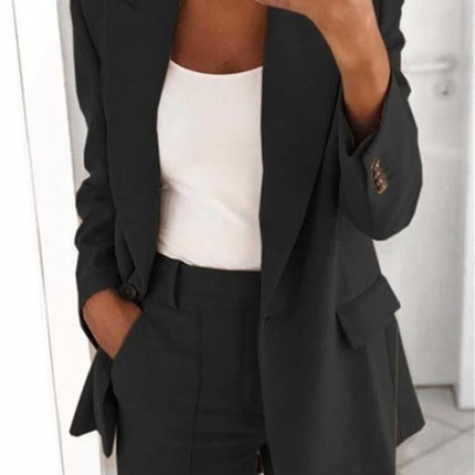Casual Lapel Blazer and Pocket Trousers Suit Set Formal Wear