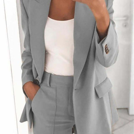 Casual Lapel Blazer and Pocket Trousers Suit Set Matching Outfit