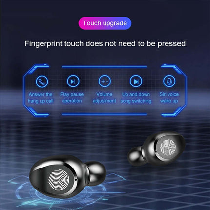 f9 tws v5.0 wireless bluetooth earphones with display closeup