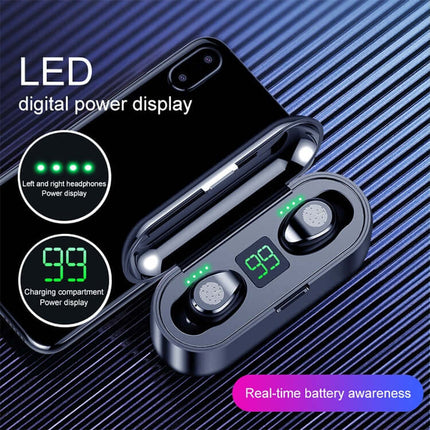 f9 tws v5.0 wireless bluetooth earphones with display open case