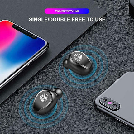 f9 tws v5.0 wireless bluetooth earphones with display top view
