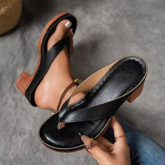 Fashion Summer Flip-Flops Square-Heeled Sandals EU size 34 to 46 range