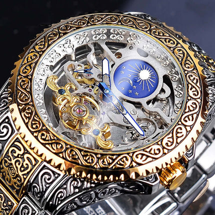 Forsining Skeleton Carved Tourbillon Mens Watch automatic self wind.