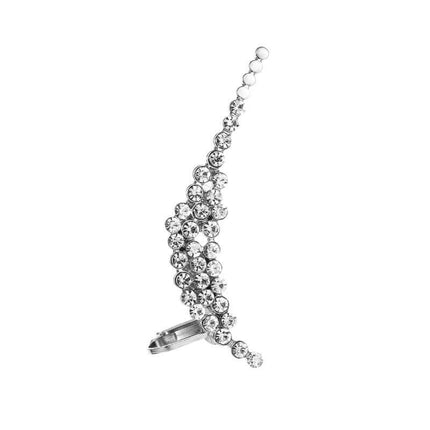 Full Crystal Butterfly Flower Single Ear Clip Cuff luxury statement evening gown coordination jewelry for prom events