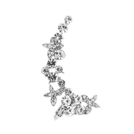 Full Crystal Butterfly Flower Single Ear Clip Cuff gorgeous birthday gift jewelry packaging presentation inside satin lined c
