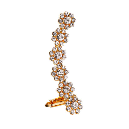 Full Crystal Butterfly Flower Single Ear Clip Cuff high fidelity silver color finish ear cuff single piece presentation