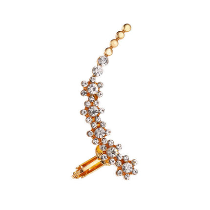Full Crystal Butterfly Flower Single Ear Clip Cuff premium semi precious stones glistening gracefully in macro jewelry view