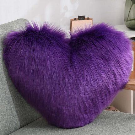Heart Shaped Plush Throw Pillow purple color for unique interior style