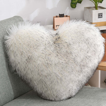Heart Shaped Plush Throw Pillow camel and khaki earth tones