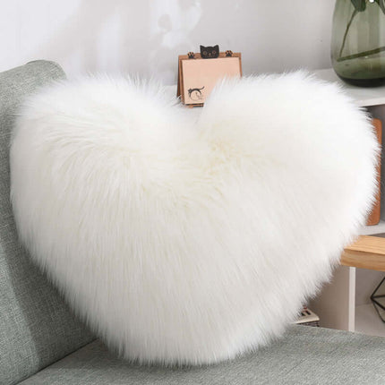 Heart Shaped Plush Throw Pillow imitation wool fabric zoom