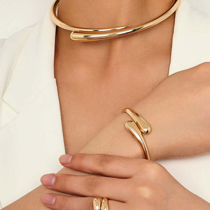 Heavy Metal Geometric Jewelry Set displayed on a mannequin