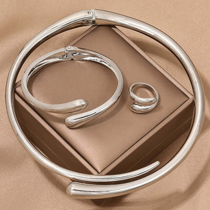 Heavy Metal Geometric Jewelry Set chunky bracelet design