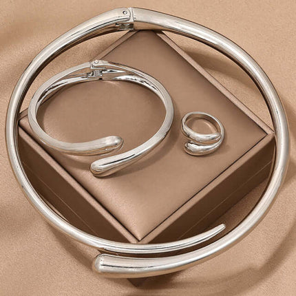 Heavy Metal Geometric Jewelry Set 100% alloy material texture