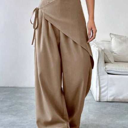 Irregular Design Trousers Casual Wide-leg Pants in a stylish wrap style, perfect for a relaxed and trendy look.