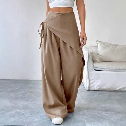 Irregular Design Trousers Casual Wide-leg Pants in a stylish wrap style, featuring a relaxed fit and a chic look.