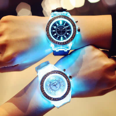 LED Luminous Watches Geneva Women Quartz Watch luminous shine.