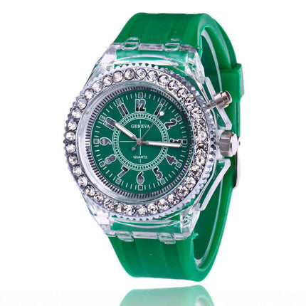 LED Luminous Watches Geneva Women Quartz Watch size chart reference.