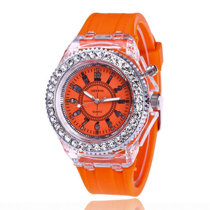 LED Luminous Watches Geneva Women Quartz Watch 100 percent new design.