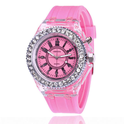 LED Luminous Watches Geneva Women Quartz Watch stylish female accessory.
