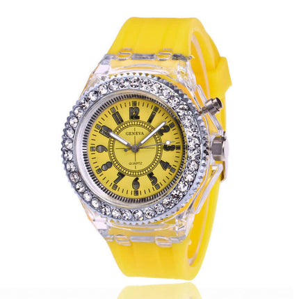 LED Luminous Watches Geneva Women Quartz Watch high quality quartz watch.