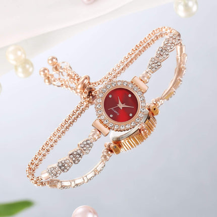 Luxury Gold Fine Strap Watch pink color for ladies fashion