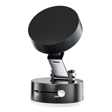 Magnetic Vacuum Suction Foldable Car Phone Holder featuring adjustable angle and compact design for easy use.